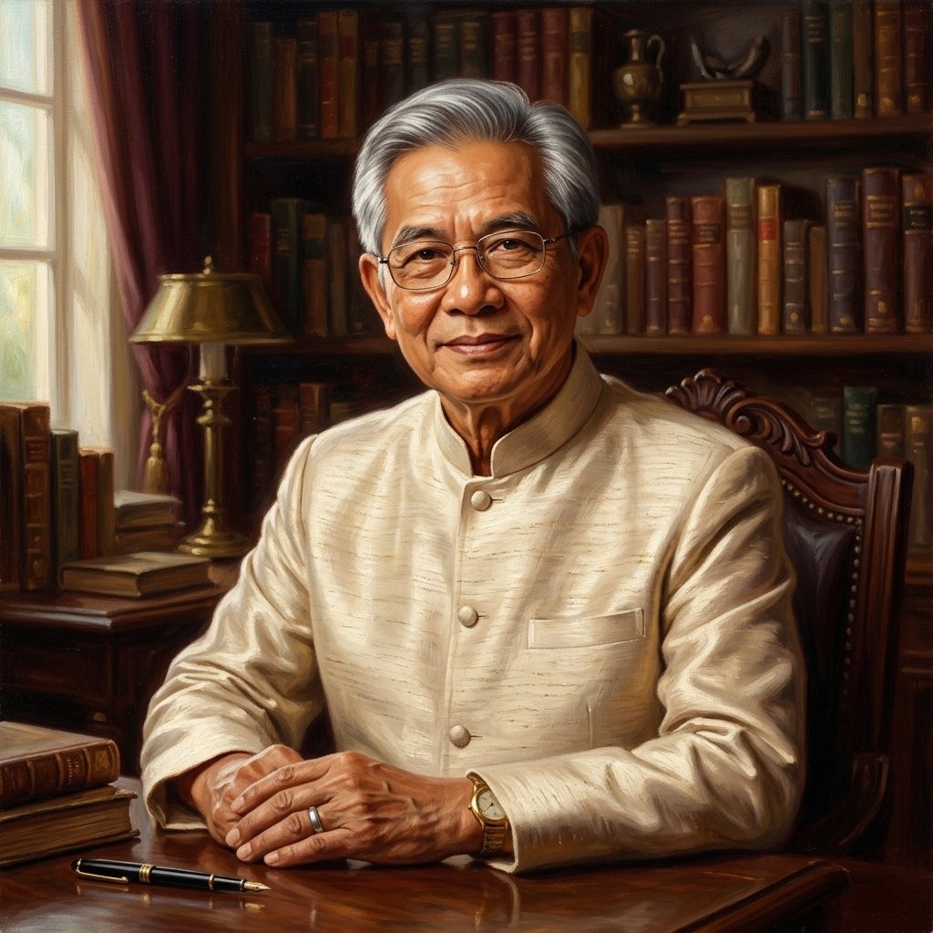 ภาพเหมือนของสมศักดิ์ พงษ์สุวรรณ บรรณาธิการอาวุโสของ podrumjanko ในสไตล์ภาพวาดคลาสสิก